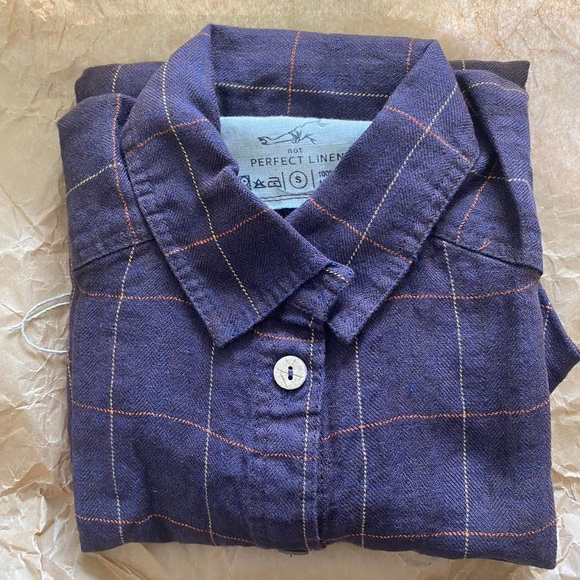 notPERFECTLINEN Tops - notPERFECTLINEN plum Plaid Button Down Shirt